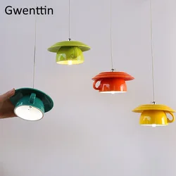 Ceramic Cup Pendant Lights Ceiling Chandeliers Modern Hanging Lamp Nordic Home Loft Decor Dining Room Kitchen Fixtures Luminaire