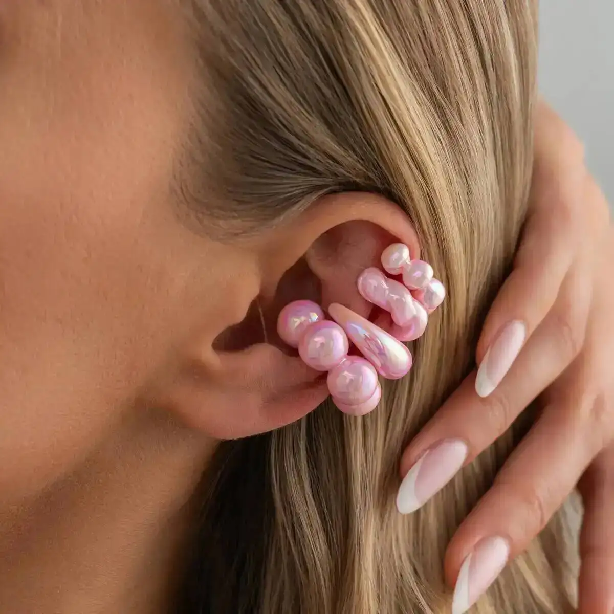 SHIXIN 4Pcs Elegant Clip Earrings for Women New Colorful Circular Ear Clip Without Ear Hole Transparent Fashion Hoop Earring Set
