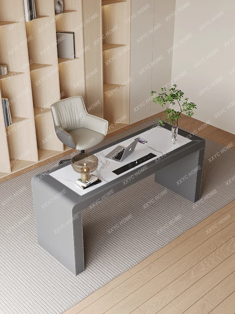 Modern Minimalist Stone Plate Desk Designer Home Study Solid Wood Desk