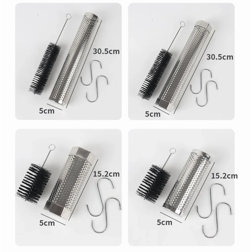 12 Inch BBQ Smoker Tube For Pellet Grill 304 Stainless Steel Mesh Pipe Outdoor Cooking Tool Cold Smoke Generator Gear