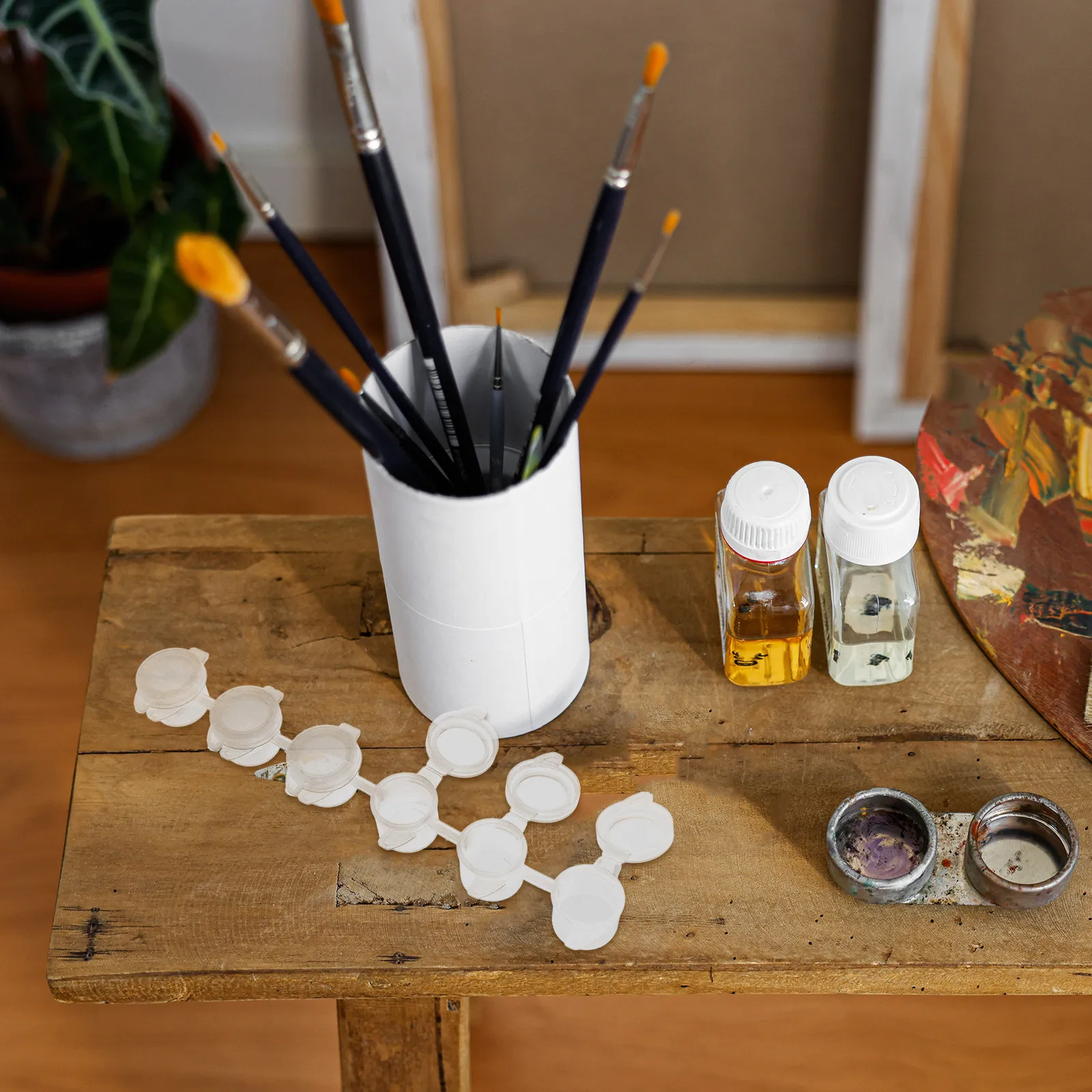 

30Pcs Small Paint Cup Transparent Empty Pots for Artists Painting Tools Watercolor Pigment Organizer Empty Paint Pot