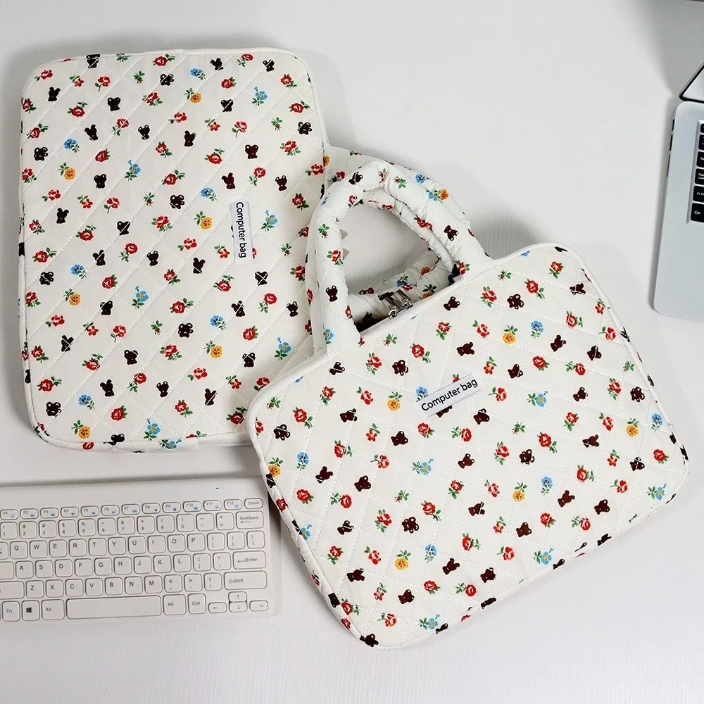 

Stylish Large Capacity Laptop Handbag Bear Pattern Water-resistant Tablet Bag Cute Portable Tablet Carring Case Work