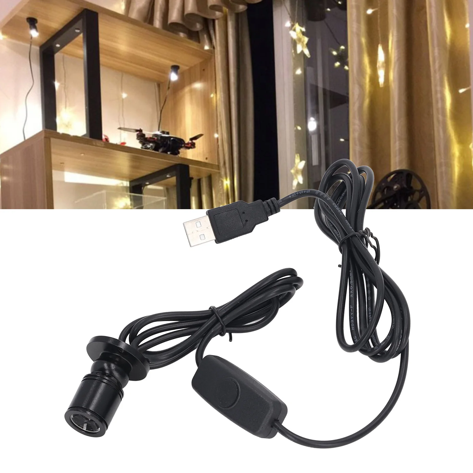 ไฟสปอตไลท์ขนาดเล็ก5V ไฟสปอตไลท์ LED หรี่แสงได้ USB สว่างพร้อมสาย6.6ft สำหรับตู้โชว์เครื่องประดับตู้สปอตไลท์ LED หรี่แสงได้