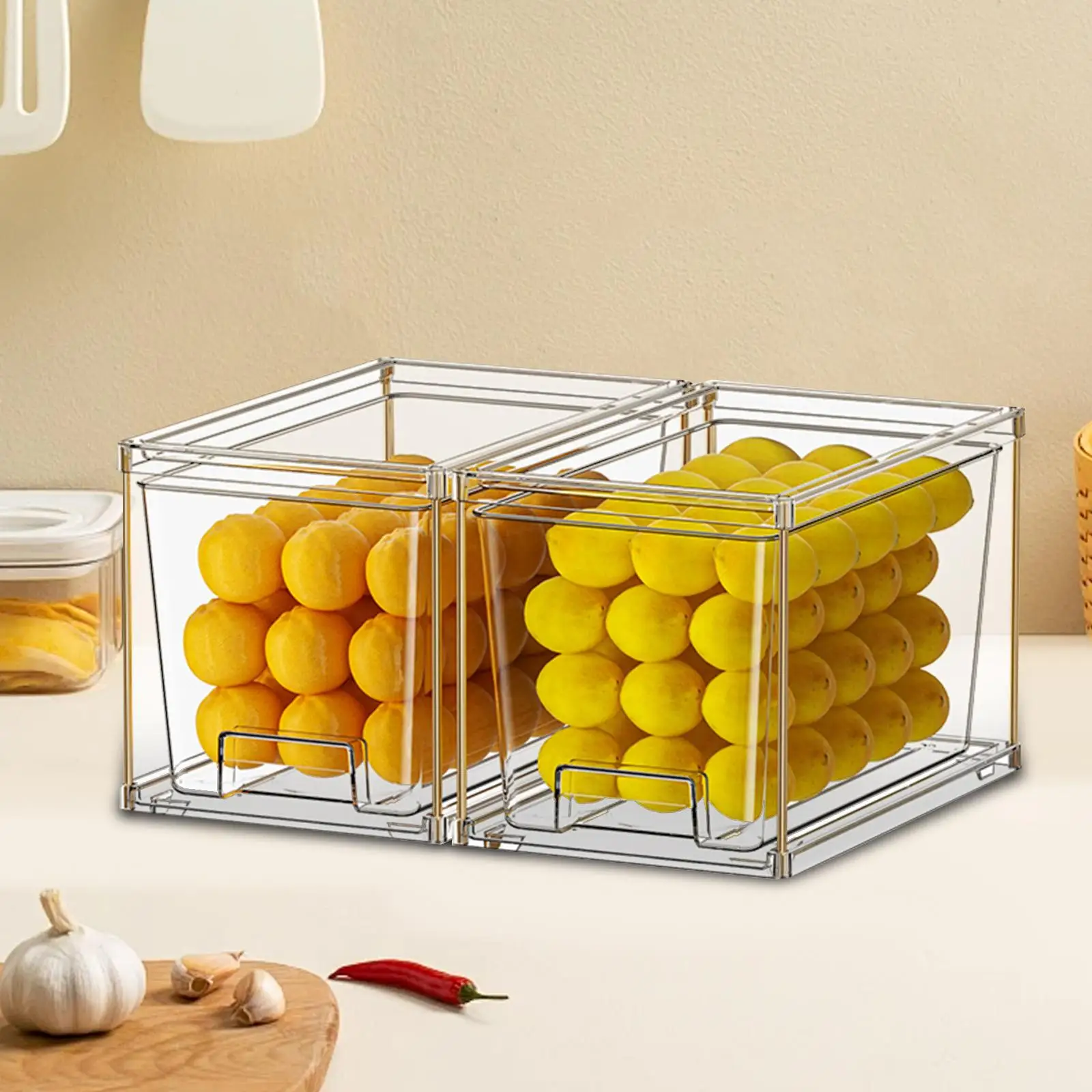 

Nice 2 Pieces Refrigerator Organizer Boxes Storage Boxes Large Capacity Modern Storage Containers For Pantry Home Cupboard Cabin