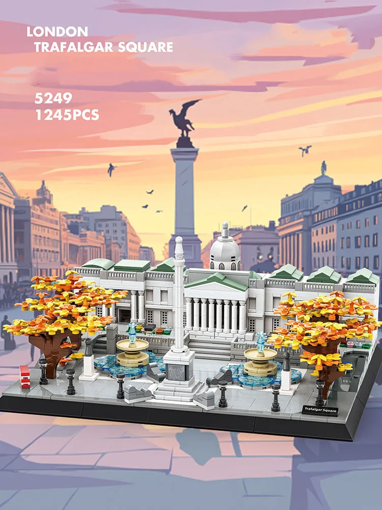 Moderne Kulturarchitektur Britisches London Trafalgar Square Baustein-Konstruktionsmodell Lernspielzeug für Geschenke – Detail 1
