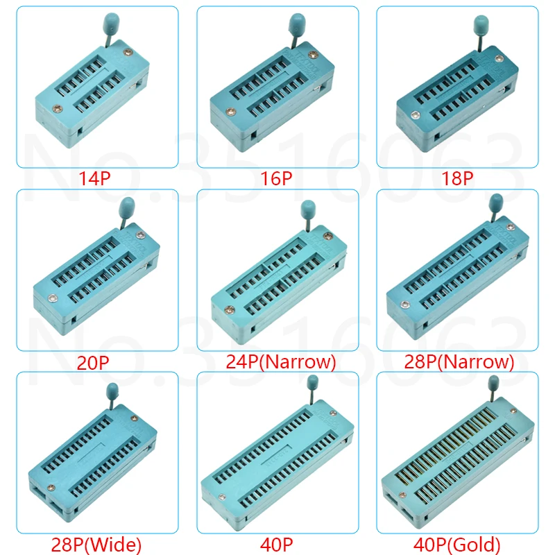 2PCS 14/16/18/20/24/28/32/40 pin Narrow wide body ZIF ZIP IC SOCKET DIP CHIP TEST Adaptor 2.54MM PITCH  6P 18P 20P 24P 28P 40P