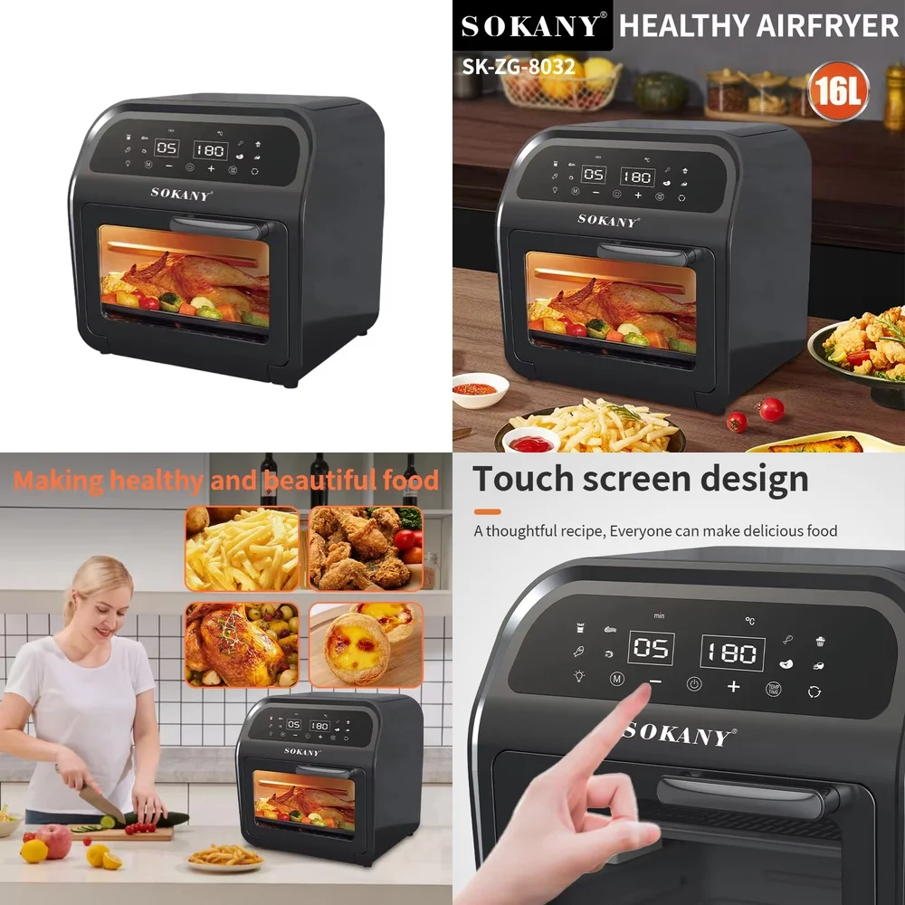 

Sokany 16L Large Capacity 2500W Multifunctional Air Fryer with Visible Window and Touch Screen Design