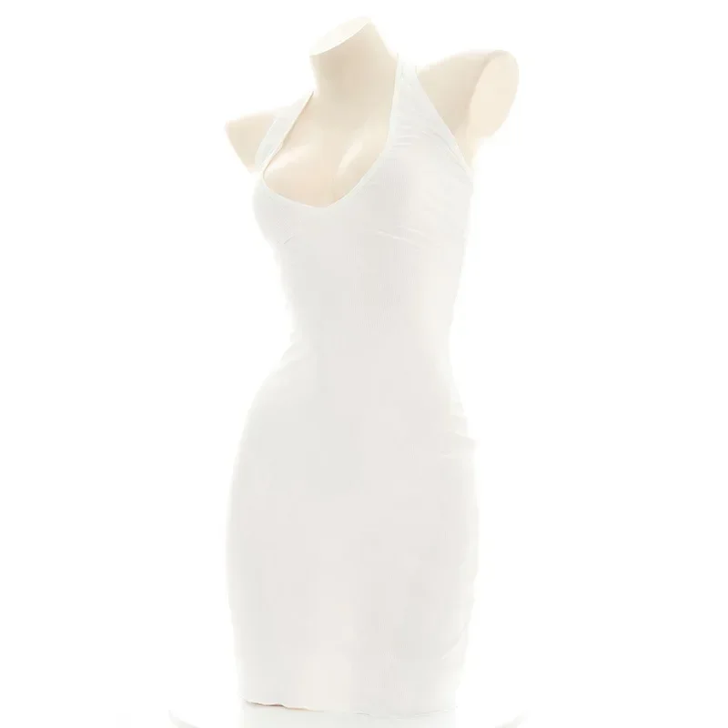 에로 드레스 섹시한 여성 유니폼 V 넥 슬림 백리스 매혹적인 원피스 드레스 나이트 클럽 파티 미니 드레스