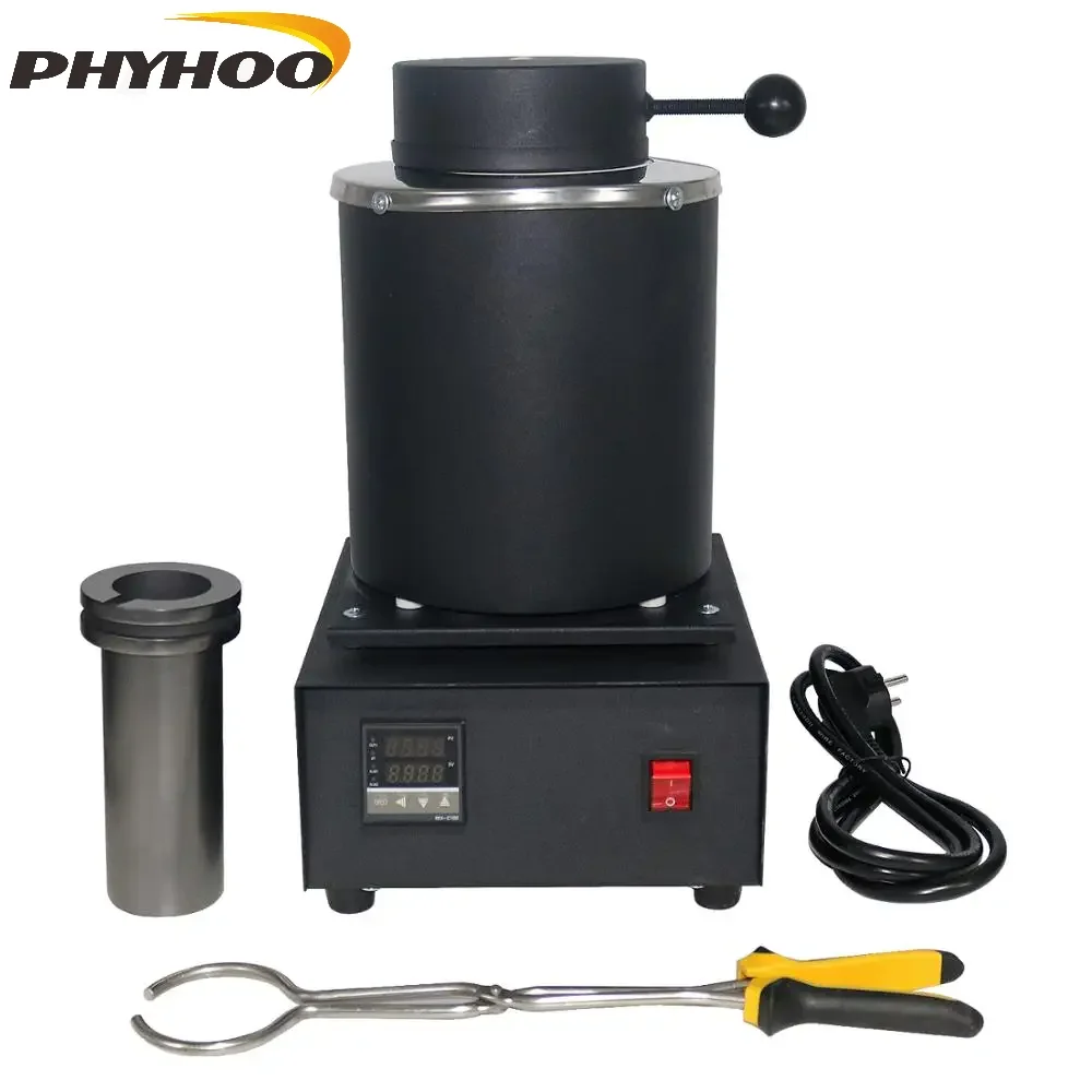 PHYHOO Metal Melting Furnace with Graphite Crucible Gold Silver Copper & Aluminum for Casting Jewelry Making Suppliers Equipment