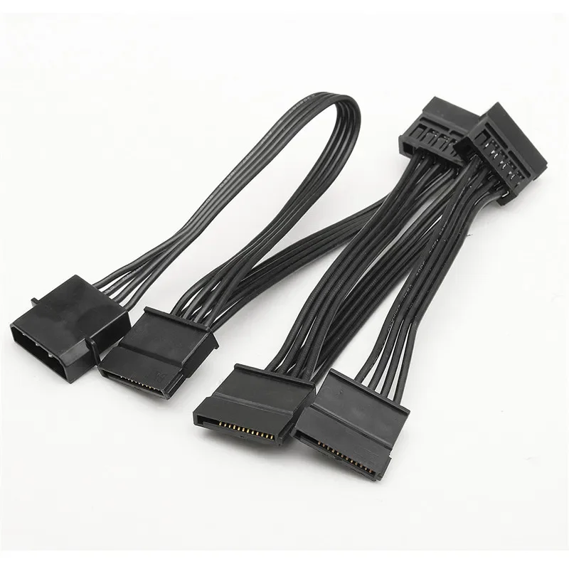 4Pin Female IDE Molex PC Computer Hard Drive 1 to 5 SATA Splitter Power Supply Adapter Converter Cable Cord Black