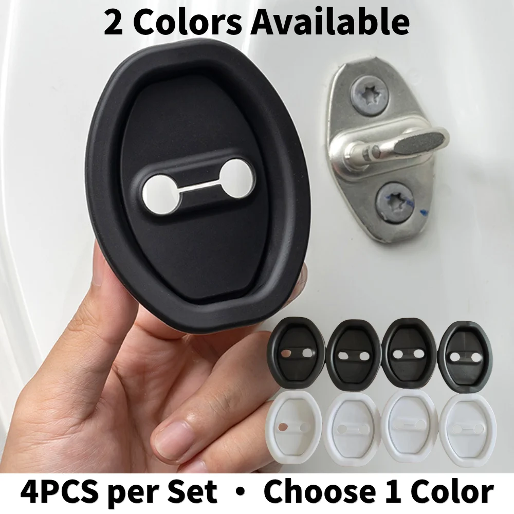 4PCS Universal Car Door Lock Striker Covers Silicone Shock Absorbing Anti-Rust Protective Pads Self-Adhesive Accessories