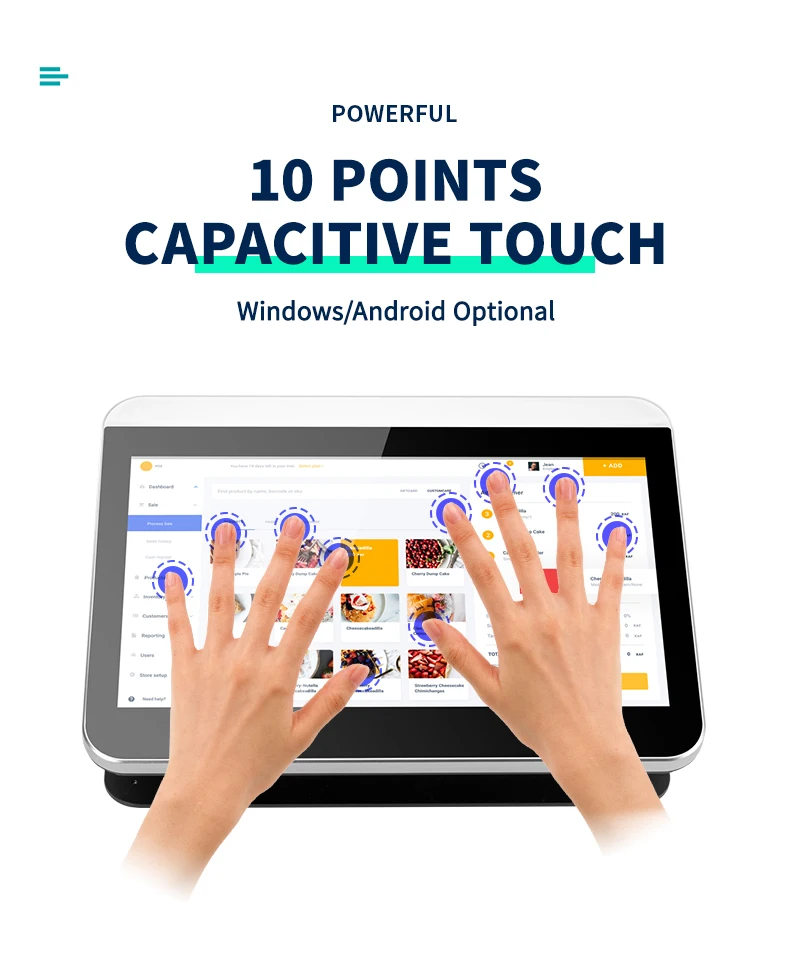 Mini registratore di cassa per supermercati all-in-one Windows touch screen da 11,6 con sistema di vendita hardware per ristoranti e stampante da 58/80 mm