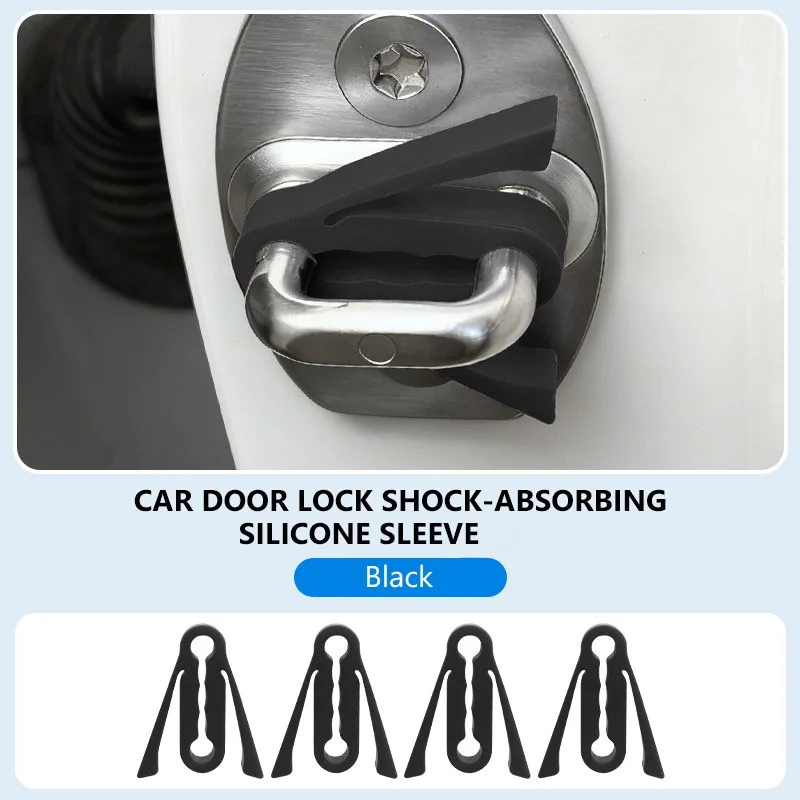 4pcs Car Door Lock Shock Pad Silicone Auto Door Lock Protection Cover Force Release Arm Design for Car Truck Door Latch