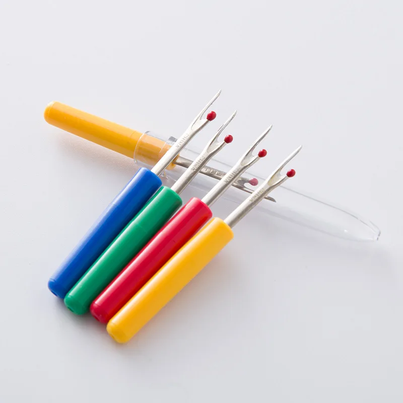 (1Pack)=5Pc Plastic Thread Cutter Seam Ripper Stitch Unpicker Sewing Tools Plastic Handle Craft Tool Sewing Accessories