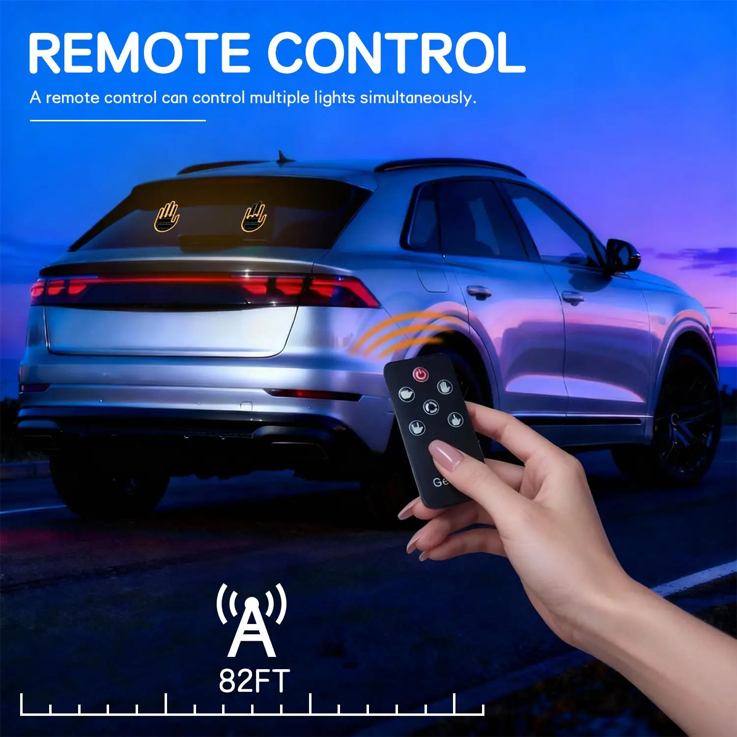 

New Car Finger Light with Remote Control Led Lighting Gesture Light Road Rage Middle Finger Gesture Palm Light Auto Accessories