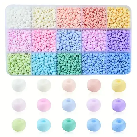 1 boîte de 15 grilles 4mm couleur macaron série perles forme régulière ensemble de perles pour bijoux Bracelet collier faisant des accessoires de bricolage
