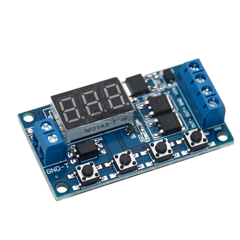 Trigger cycle timing, delay switch circuit, dual MOS board instead of relay module 12 24V
