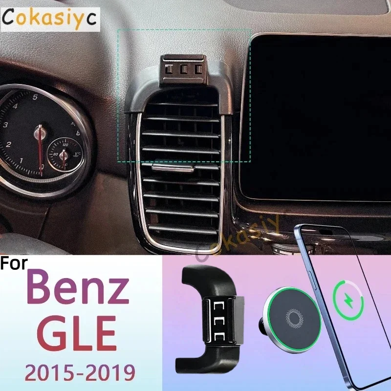 For Mercedes Benz GLA X157 2020-2024 Magnetic Phone Holder 15W Wireless Charging Phone Stand MagSafe Phone Support Custom Base