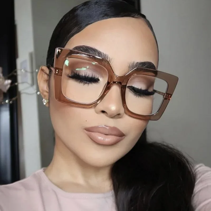 New Fashion Glasses Frame Square Anti-blue Light Women's Large Square Flat Mirror Trend Glasses Frame Eyeglasses