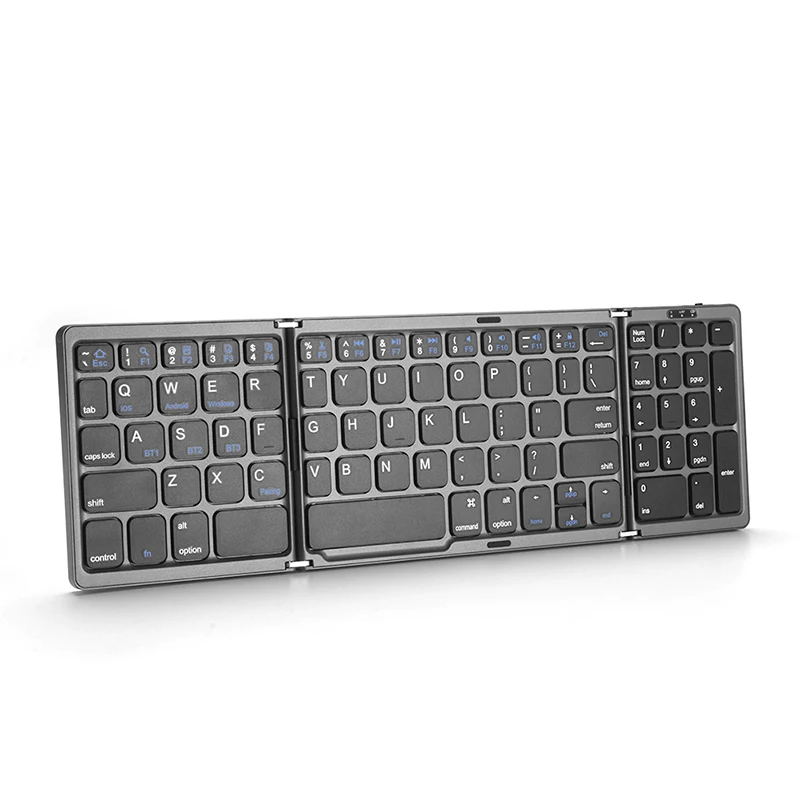 Tragbare Mini Drei Folding Bluetooth Tastatur Drahtlose Faltbare Tastatur Für iOS Android Windows ipad Tablet Mit Numerische Tastatur