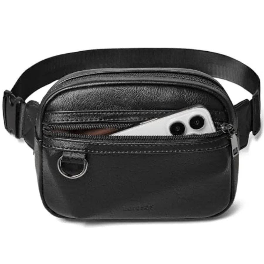 

2L Fanny Packs for Women Men Corss Body Belt Bag Waist Pack Vegan Leather Trendy Travel Cycling Waterproof