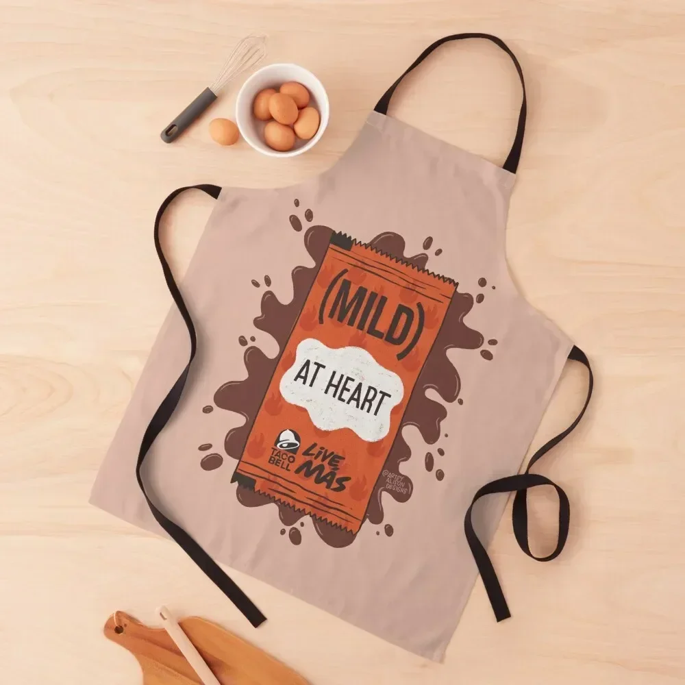 

Mild at Heart Hot Sauce Pun Apron Kitchen New 2022 Year Kitchen Tools painting Apron