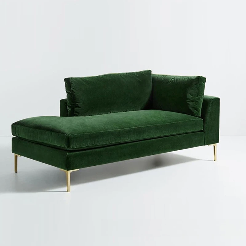 Simple fabric art, dark green, light luxury chaise longue, balcony rest chair