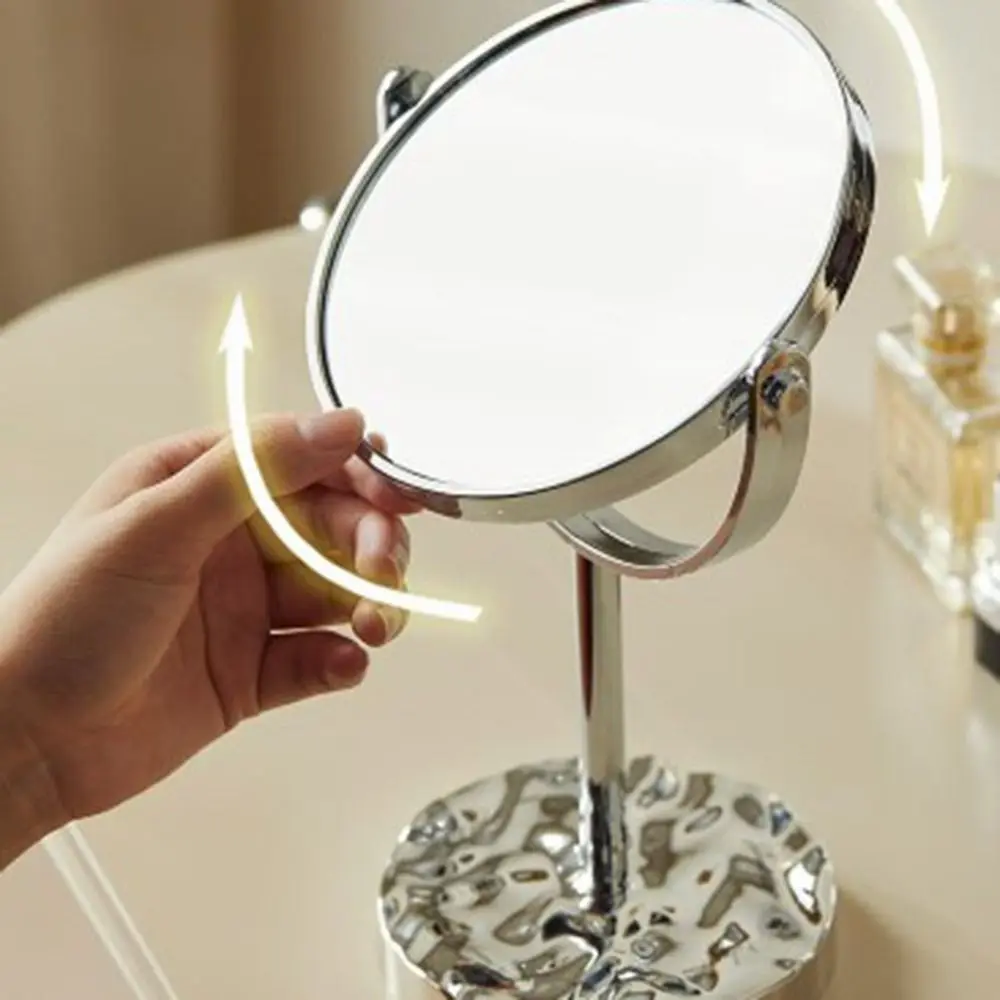 Nordic Double-Sided Vanity Mirror 360° Rotatable Detachable Table Cosmetic Mirror High Definition Oval Desktop Stand Mirror