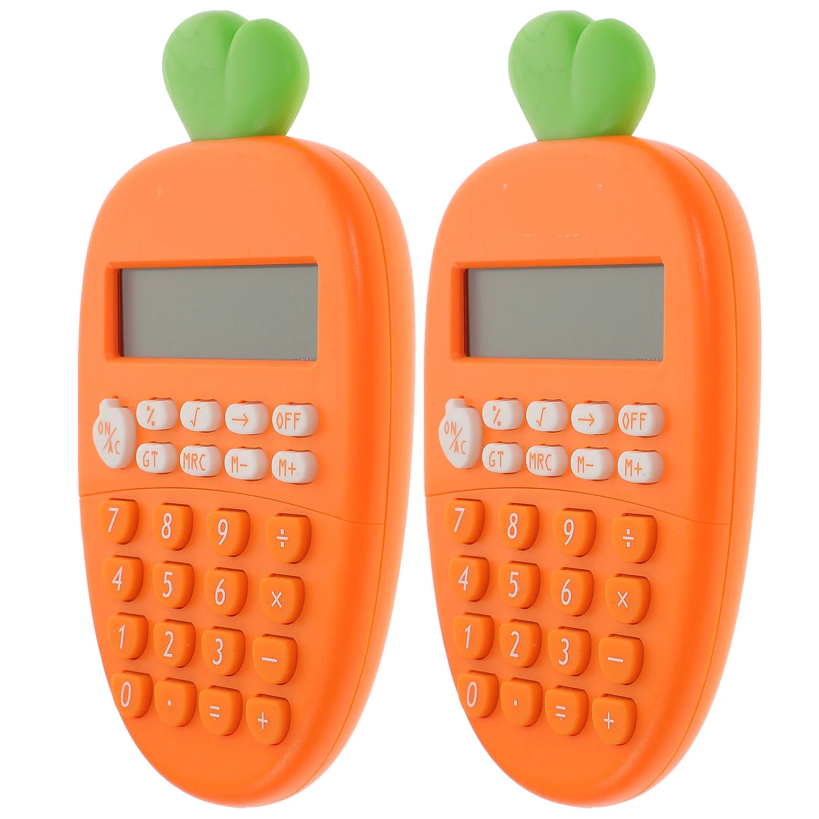 

2Pcs Carrot Shape Plastic Calculator Portable 12-Digit for Students Office Use Carrot Shape Calculator Electronic Calculator,