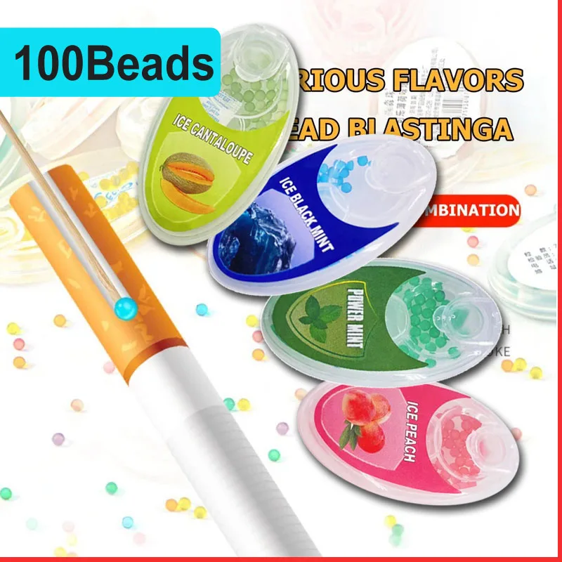 100PCS Menthol Mixed Fruit Various tastes Cigarette flavors beads DIY Portable Black Ice mint Smoke Brush Balls Smoking Capsules