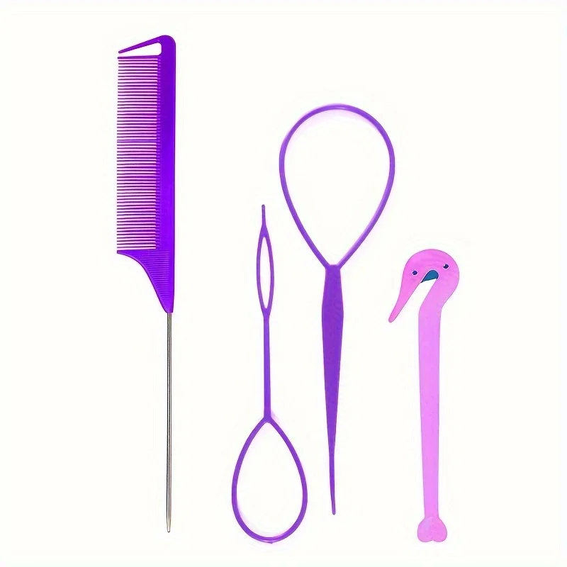 4/5 stks/set Haarlus Tool Set 2 stks Franse Vlecht Tool Loop 1 st Rat Staart Kam 1 st Elastisch Haar Elastiekjes Remover Cutter