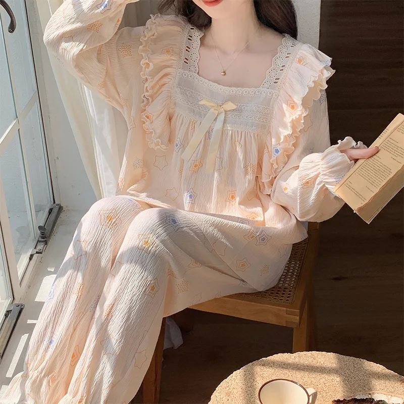 novo-conjunto-de-pijama-de-renda-macia-para-primavera-e-outono-roupas-de-loungewear-para-mulheres-e-meninas-com-mangas-longas-confortaveis-e-respiraveis