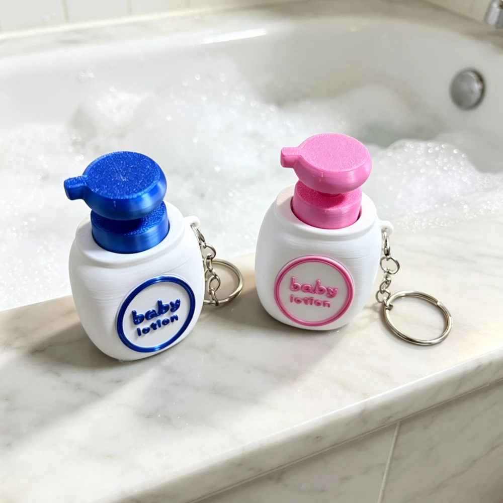 Rean Style Press Clack Keychain — Mini Shower Gel Bottle Fidget Toy, Cute Bag & Car Charm, Stress Relief Gift