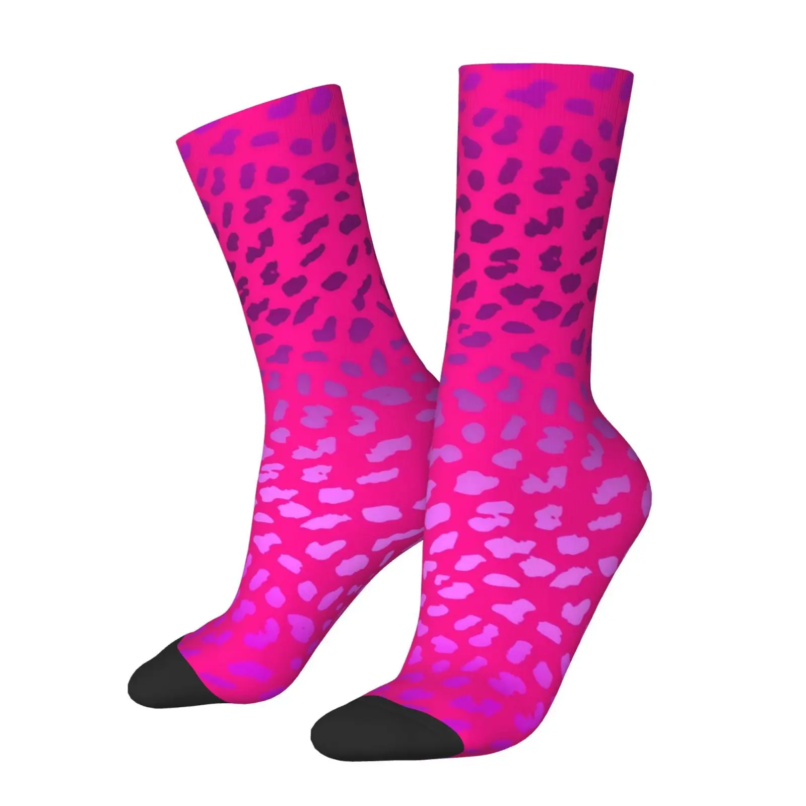 

A Pair of Unisex Outdoor Socks Featuring a Halloween Leopard Print Design, Mid-Calf Length, Machine Washable