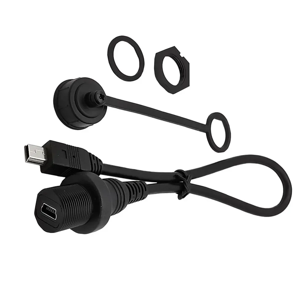 Mini USB 2.0 IP67 Waterproof Cable,Mini-USB 5pin IP 67 Male to Female Panel Mount Water Proof Connector Extension cord 30cm