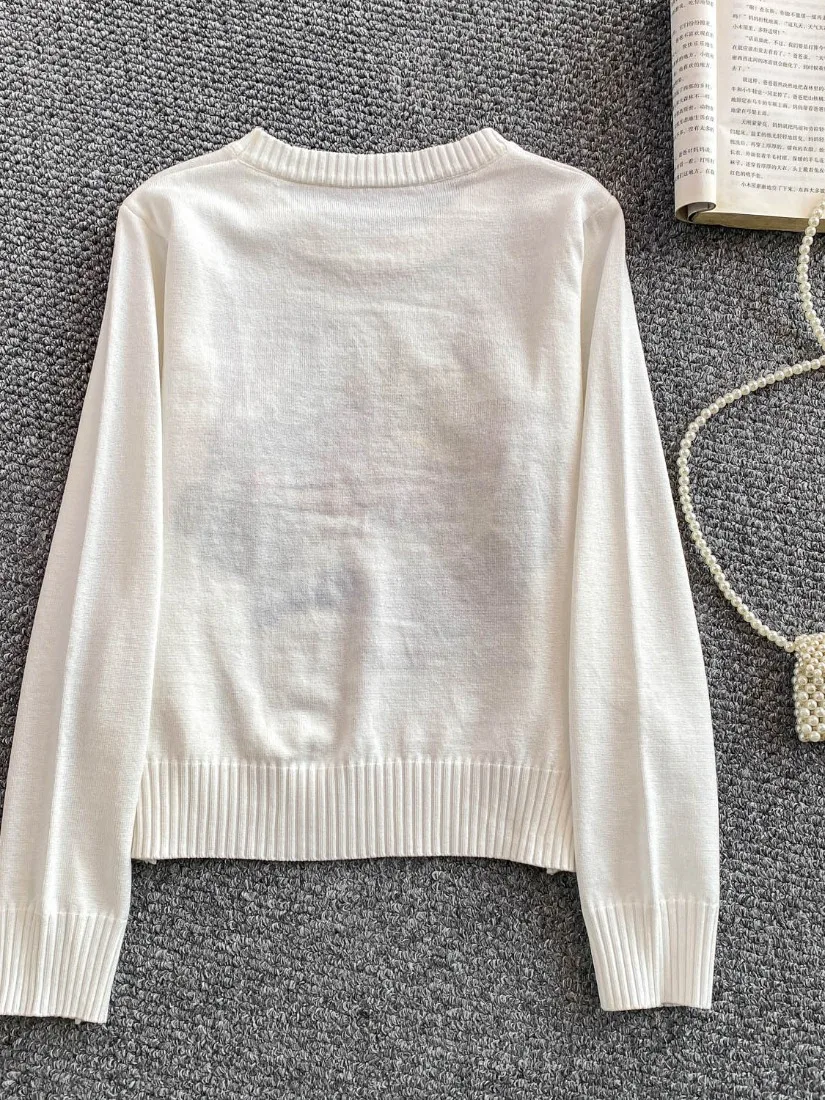 Foamlina High Street Embroidered Sweater Top 2025 Autumn Winter Women Fashion O Neck Long Sleeve Knitted Pullovers Jumper Tops