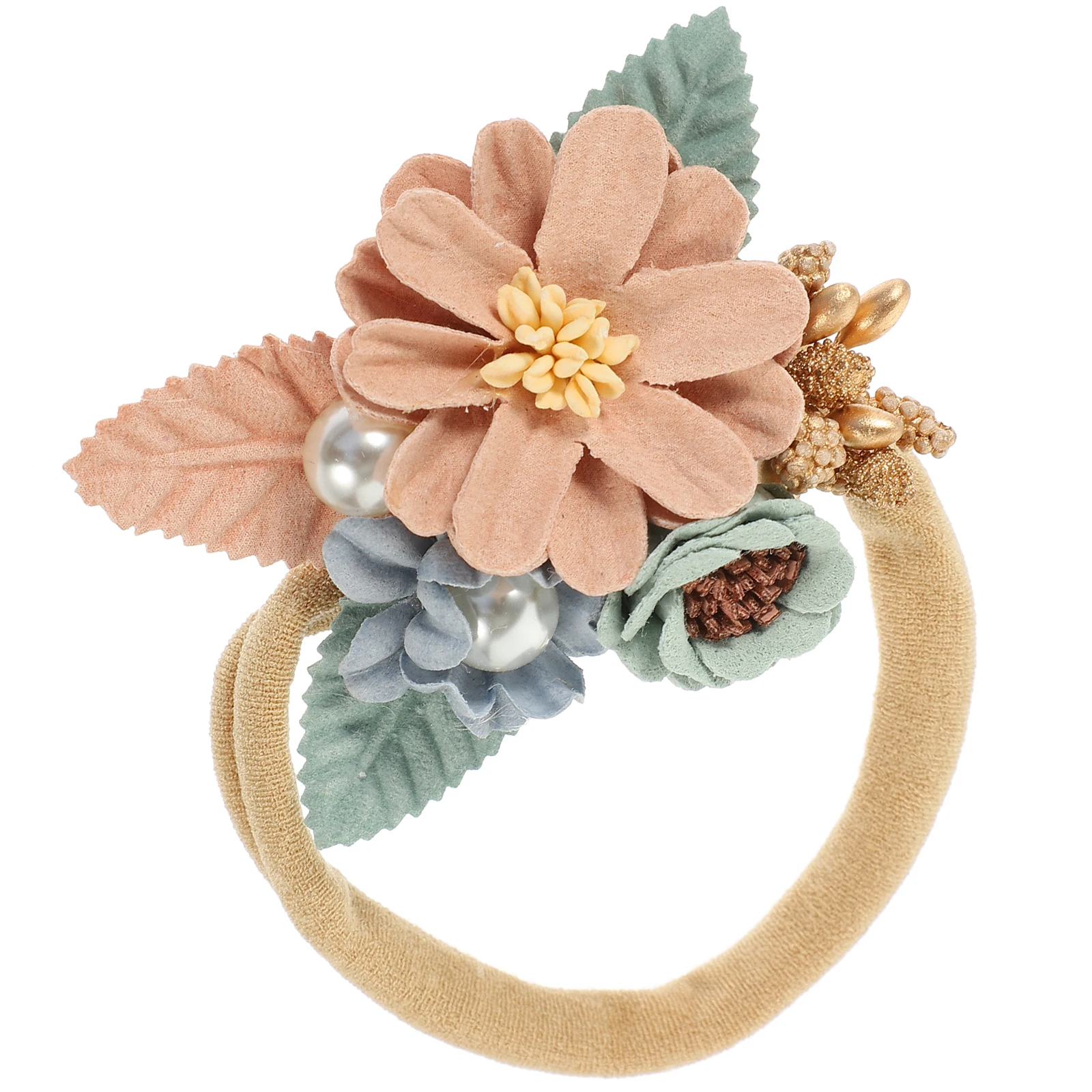 

Pearl Flower Headb Creative Headdress Elastic Baby Girl Accessories Soft Hairb s Fabric Floral Child Elegant Lovely