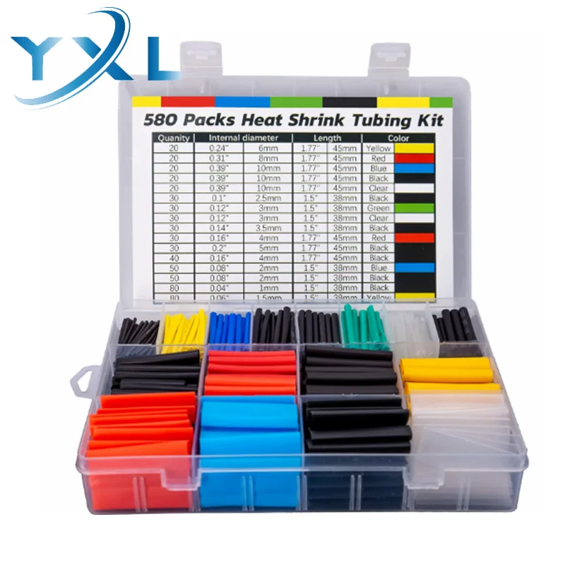 580/560Pcs Heat Shrink Tubing Kit EVA Material in 6 Colors 11 Sizes - Ideal for Electrical Insulation, Repairs, and Wire Conne