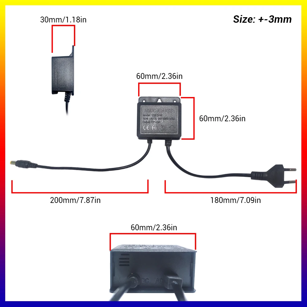 DC12V 2A Waterproof EU Plug Power Adapter For Security Surveillance CCTV Camera Charger NVR DVR Input AC100V-240V 5.5*2.1mm