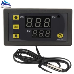 W3230 12V 24V AC110-220V Linea sonda 20A Controllo digitale della temperatura Display a LED Termostato con strumento di controllo del calore/raffreddamento