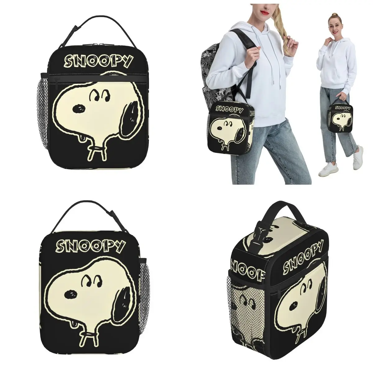 Snoopy Peanuts Accessories Insulated Lunch Bag For School Office Storage Food Boxes Portable Thermal Cooler Lunch Box