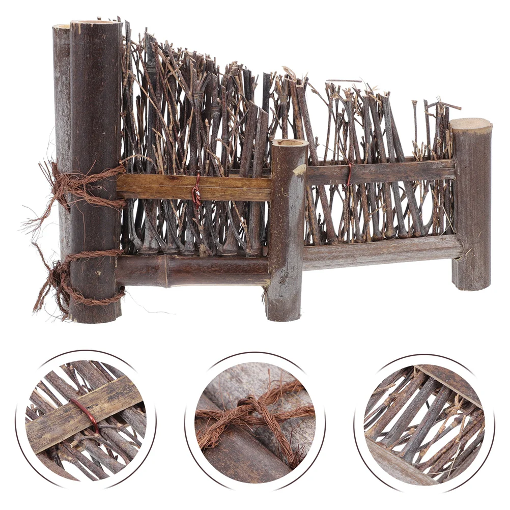 

2 Pcs Screen Bonsai Toy Fence Decor Tea Table Bamboo Ornament DIY Materials Handmade Garden Decoration Accessory