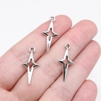 40pcs 23x10mm Antique Silver Color Openwork Star Charms For Jewelry Making