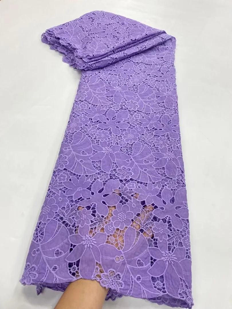 

African Lace Fabric 2025 High Quality,Cotton Fabrics By The Meter,Embroidery,Linen,Wedding Dress,Blue,Tulle,Design,Cloth,5Yards