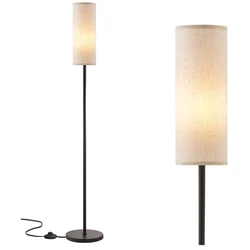 LED Floor Lamp With 3 Color E27 Light Bulb Dimmable Reading Light Linen Lampshade Lamp For Bedroom Living Room Office