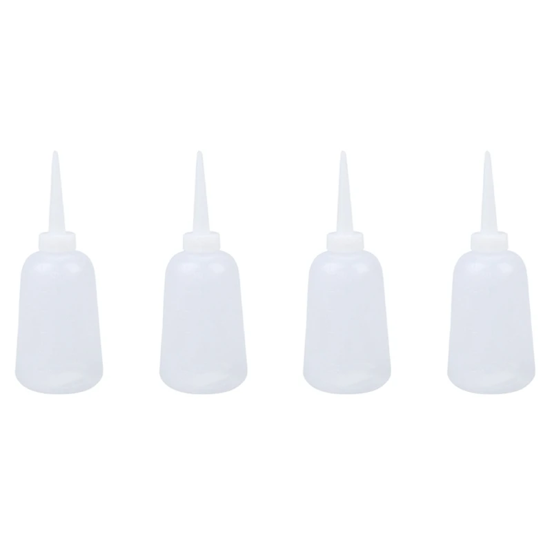 4X Clear White Plastic Sauce Oil Liquid Dispensing Squeeze Bottle 300Ml