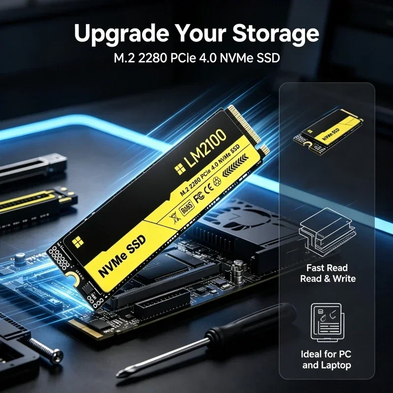 `LM2100 M.2 2280 PCIe 3.0 X4 NVMe SSD TLC 3D NAND 500GB 1TB 2TB 4TB Gaming SSD for Laptop & Desktop PC Upgrade`