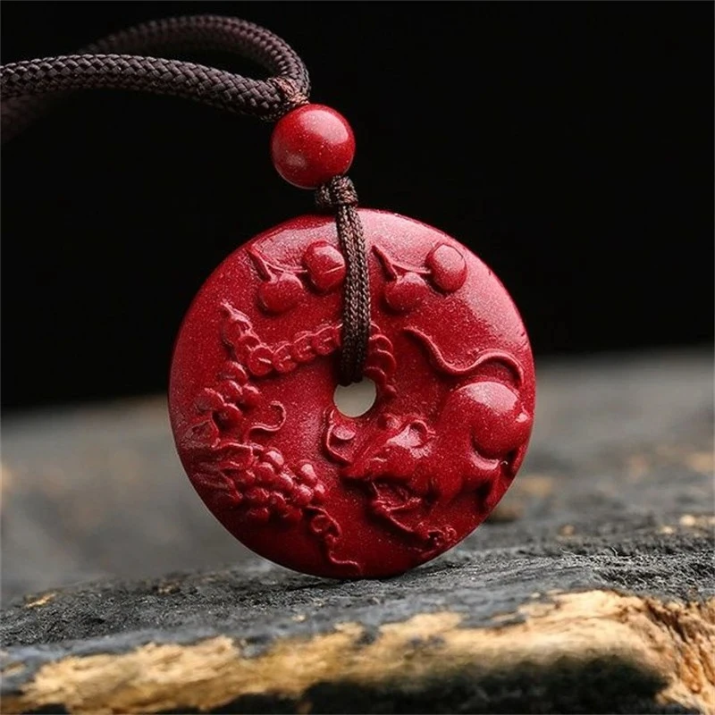

Buddhist relics Natural High Content Cinnabar Pendant Men's and Women's ethnic style jewelry Cinnabar Twelve Zodiac Necklace