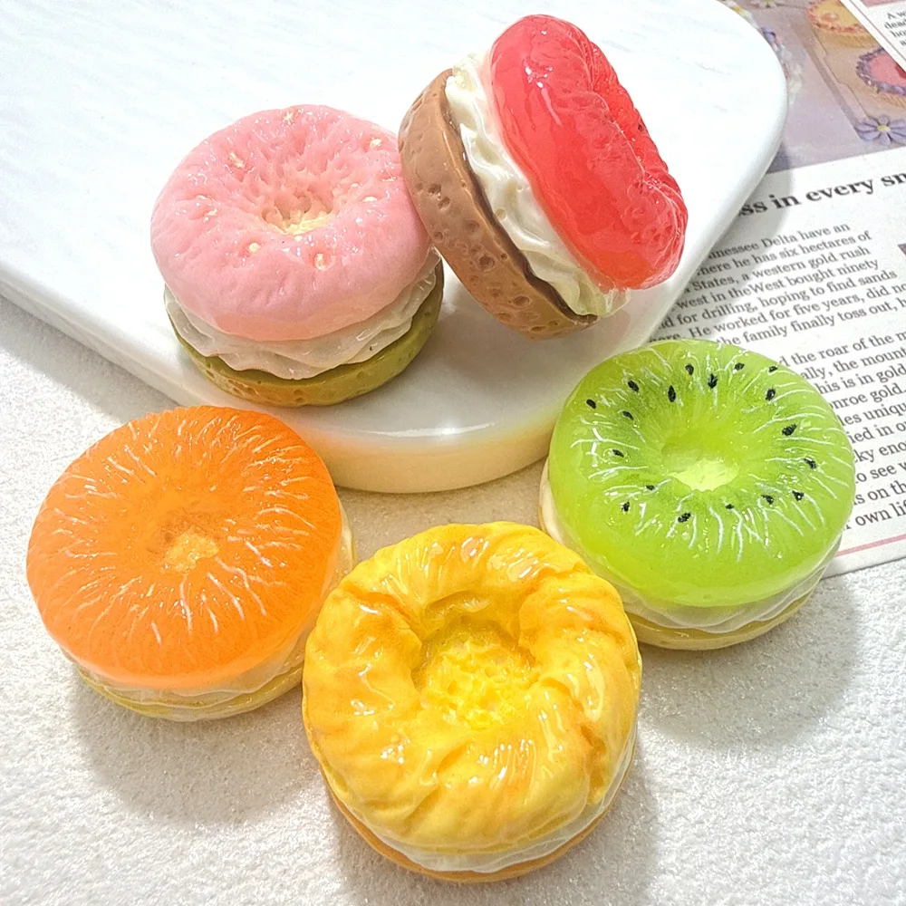 50PCS Solid Color Sandwich Fruit Resin Keychain Hanging Accessories Blind Bag Refrigerator Sticker DIY Handmade Accessories