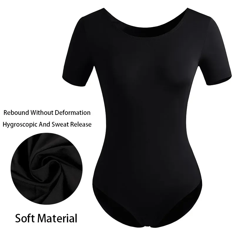 Body da danza basic da donna per squadra adulta Body da balletto a maniche corte in nylon Abbigliamento da ballo Abiti da balletto morbidi e delicati sulla pelle